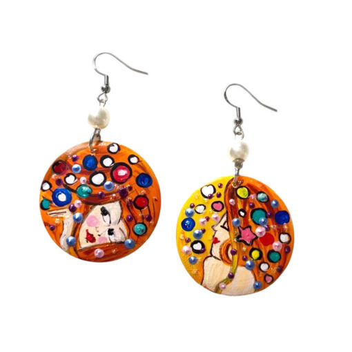 Orecchini dipinti a mano – Bisce d’acqua di Klimt