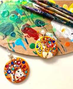Orecchini dipinti a mano – Bisce d’acqua di Klimt