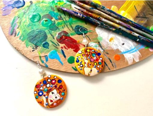 Orecchini dipinti a mano – Bisce d’acqua di Klimt