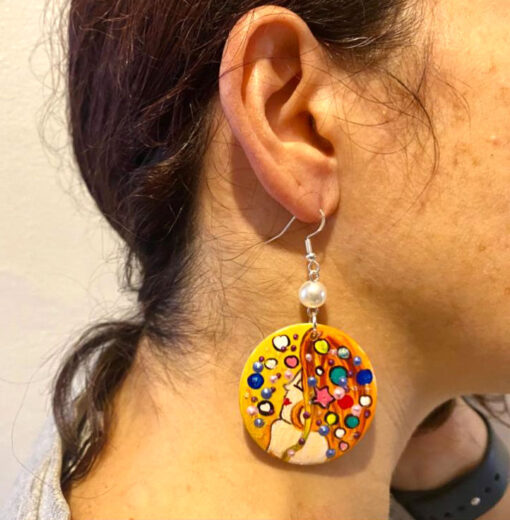 Orecchini dipinti a mano – Bisce d’acqua di Klimt