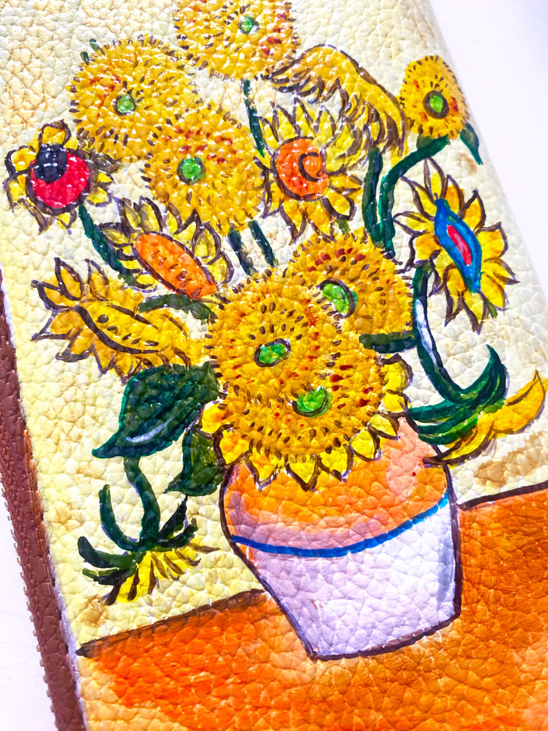 Portafoglio dipinto a mano – I girasoli di Van Gogh Portafoglio dipinto a mano – I girasoli di Van Gogh