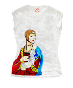 T-shirt dipinta a mano - Dama con ermellino di Leonardo