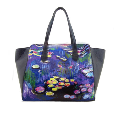 Borsa dipinta a mano - Ninfee al mattino di Monet