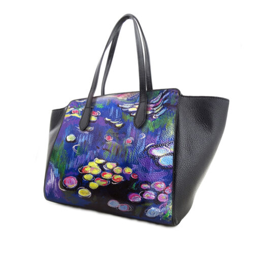 Borsa dipinta a mano - Ninfee al mattino di Monet