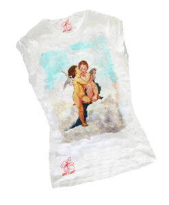 Hand-painted T-shirts -Love and Psyche, children by Bouguereau