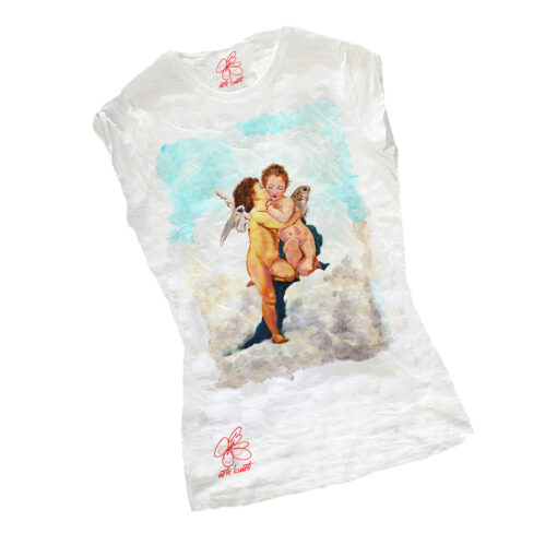 T-shirt dipinta - Amore e psiche, bambini di Bouguereau