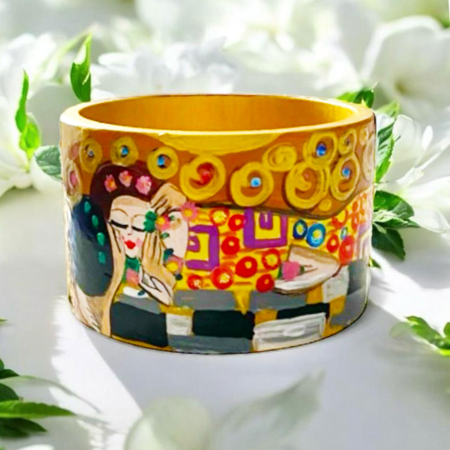 Bracciale dipinto a mano – Il bacio di Klimt Bracciale dipinto a mano – Il bacio di Klimt
