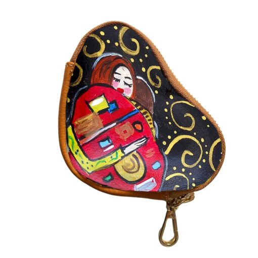 Portamonete dipinto a mano - L'abbraccio di Klimt