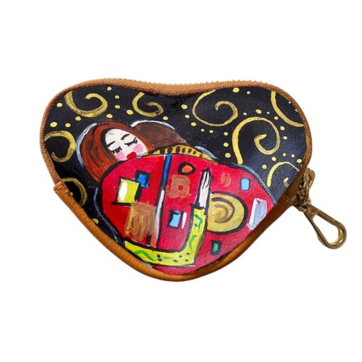 Portamonete dipinto a mano - L'abbraccio di Klimt
