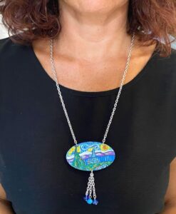 Collana dipinta a mano - La notte stellata di Van Gogh