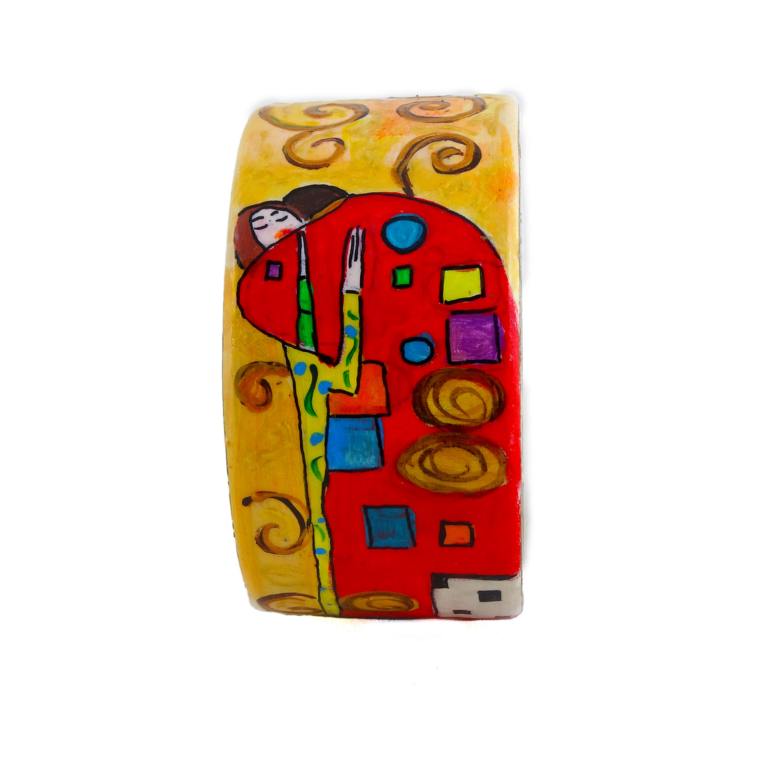 Hand painted bracelet - The embrace by Klimt