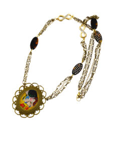 Handpainted necklace - The Kiss by Klimt