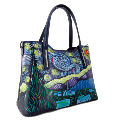 Borsa dipinta a mano – La notte stellata di Van Gogh