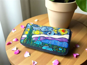 Portafoglio dipinto a mano – La notte stellata di Van Gogh