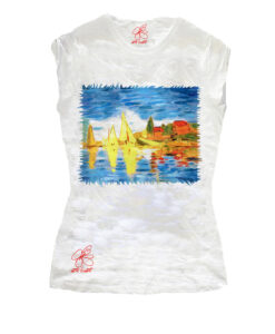 T-shirt dipinta a mano – Regate ad argenteuil di Monet