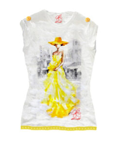 T-shirt dipinta a mano - Lady in yellow