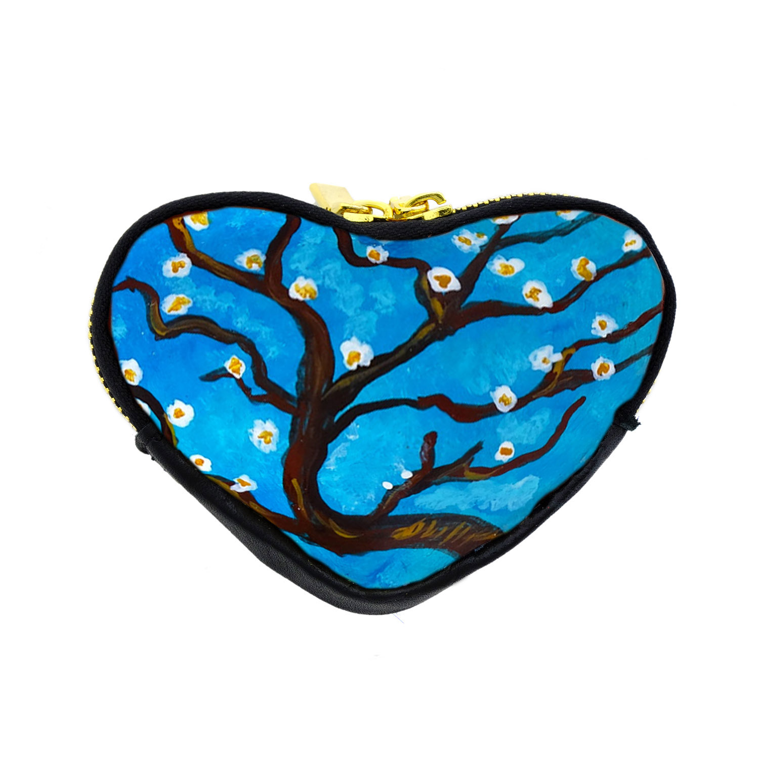 Hand painted coin purse - Almond tree by Van Gogh