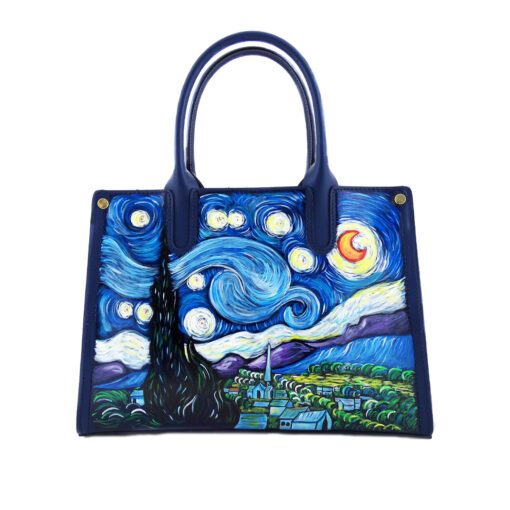 Borsa dipinta a mano - La notte stellata di Van Gogh