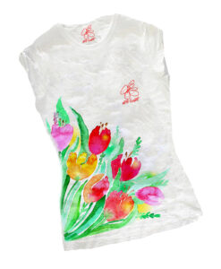 T-shirt dipinta a mano - Tulipani