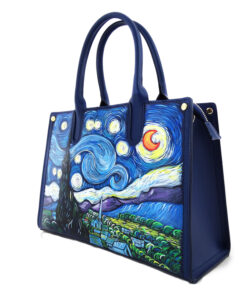 Borsa dipinta a mano - La notte stellata di Van Gogh