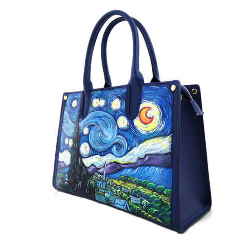 Borsa dipinta a mano - La notte stellata di Van Gogh