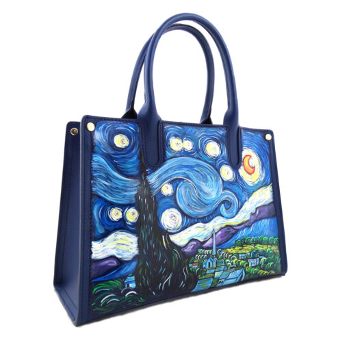 Borsa dipinta a mano - La notte stellata di Van Gogh