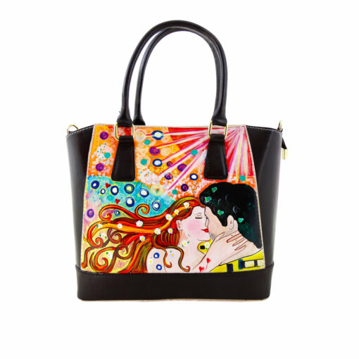Borsa dipinta a mano – Omaggio al bacio di Klimt