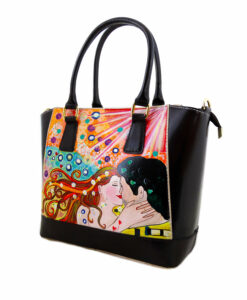 Borsa dipinta a mano – Omaggio al bacio di Klimt