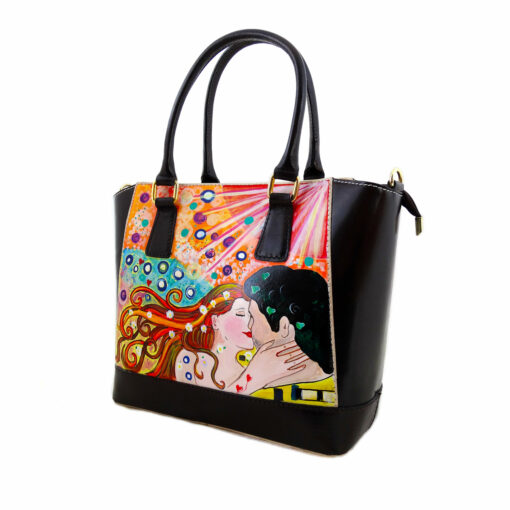 Borsa dipinta a mano – Omaggio al bacio di Klimt