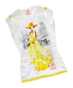 T-shirt dipinta a mano - Lady in yellow