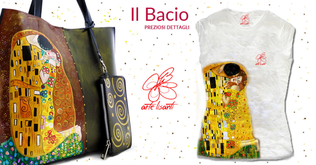 T-shirt dipinta a mano - Il bacio di Klimt