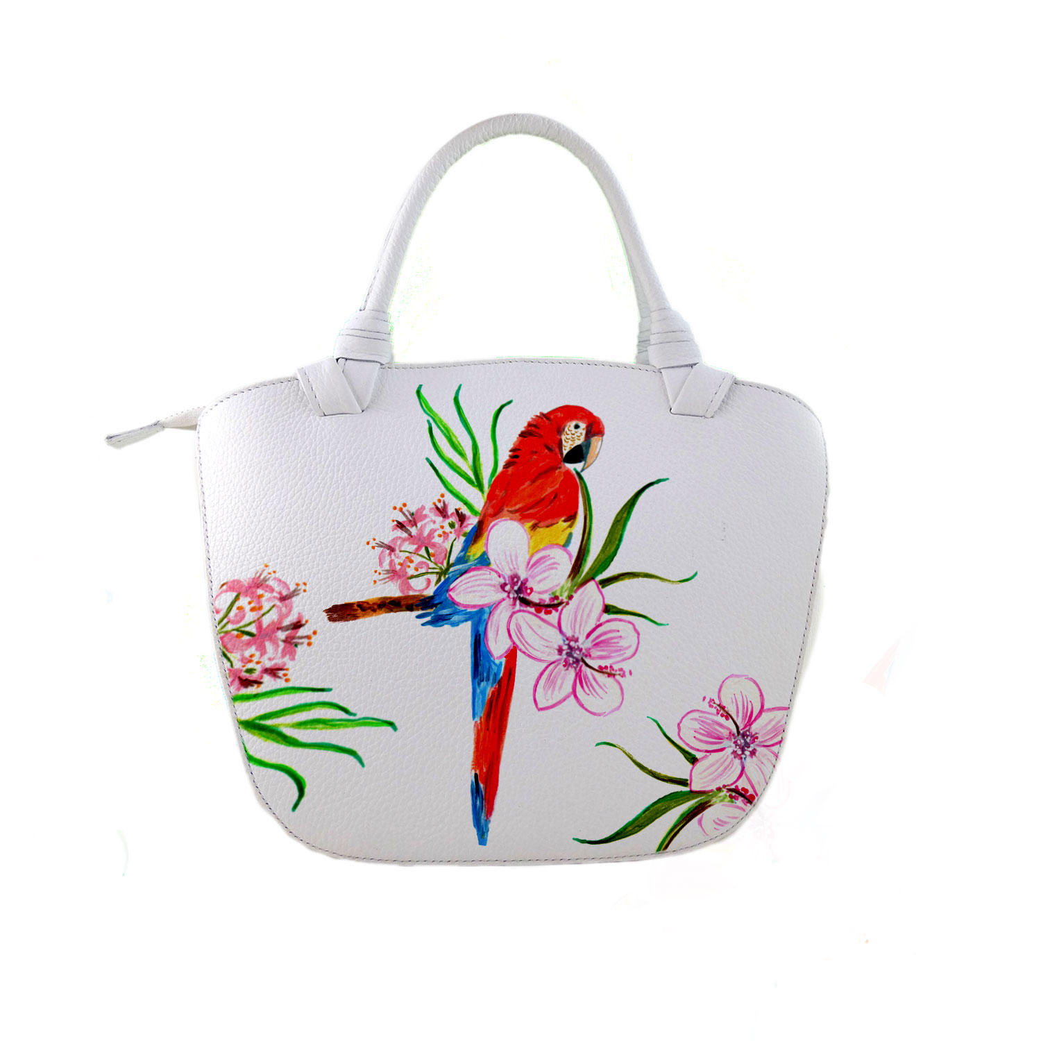 Hand painted bag - Red parrot