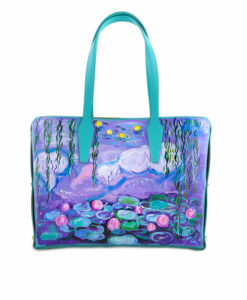 Borsa dipinta a mano – Stagno di ninfee e salice di Monet