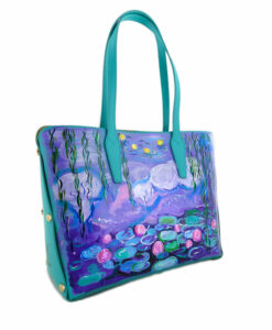 Borsa dipinta a mano – Stagno di ninfee e salice di Monet