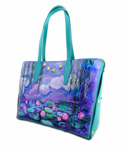 Borsa dipinta a mano – Stagno di ninfee e salice di Monet