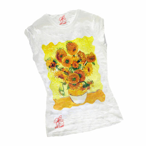 T-shirt dipinta a mano - I girasoli di Van Gogh