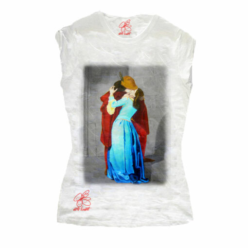 T-shirt dipinta a mano - Il Bacio di Hayez