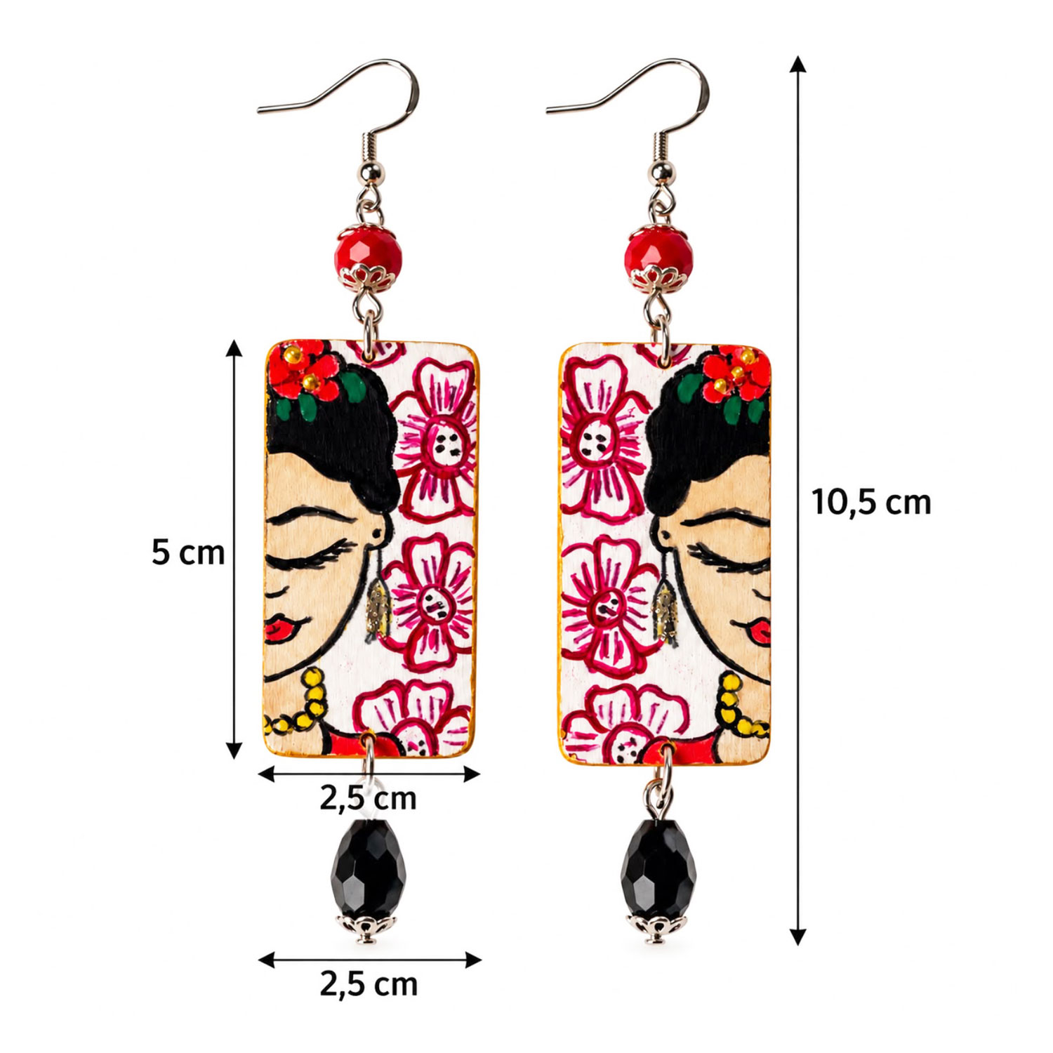 Orecchini dipinti a mano – I Love her, Frida Kahlo Orecchini dipinti a mano – I Love her, Frida Kahlo