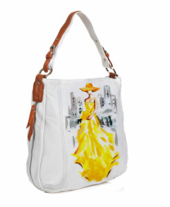 Borsa dipinta a mano - Lady in yellow