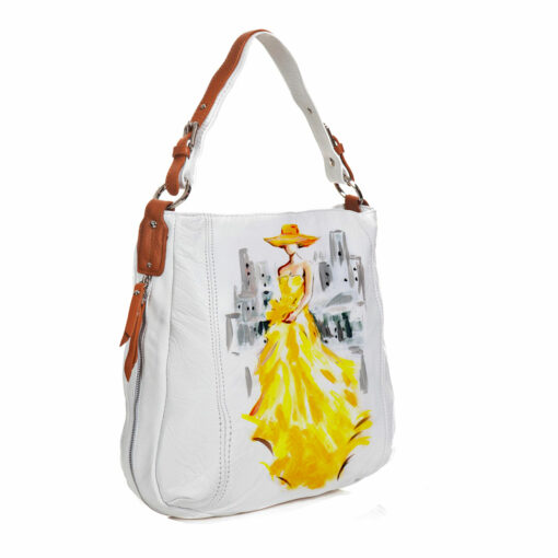 Borsa dipinta a mano - Lady in yellow