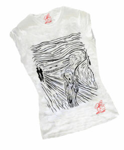 T-shirt dipinta a mano - L'urlo di Munch black and white