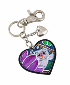 Hand painted keyring - The owl and the moon
