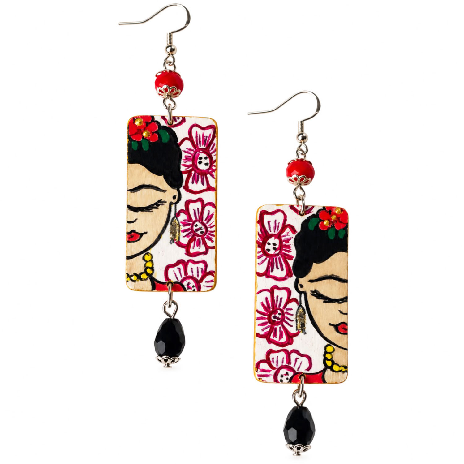 Orecchini dipinti a mano – I Love her, Frida Kahlo Orecchini dipinti a mano – I Love her, Frida Kahlo