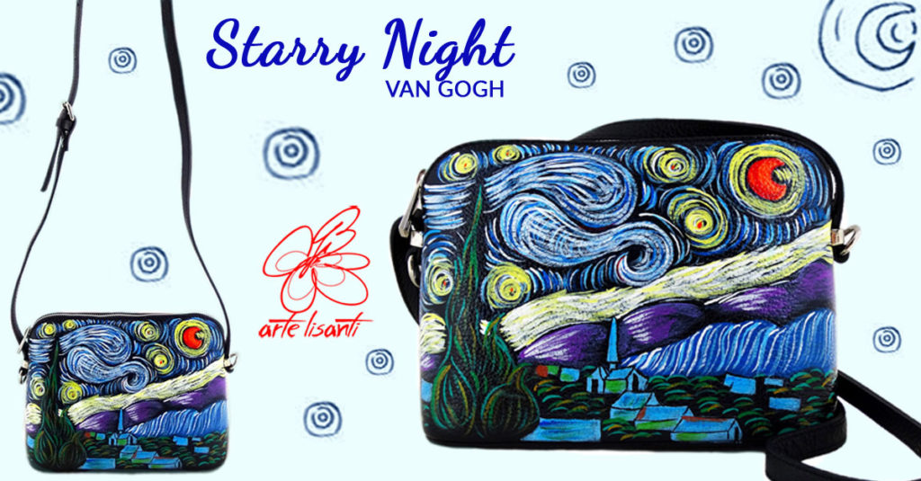 Borsa dipinta a mano – La notte stellata di Van Gogh