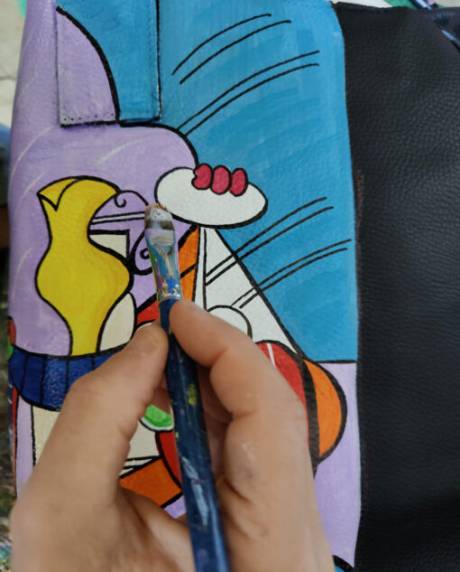 Borsa dipinta a mano – Nudo con natura morta di Picasso