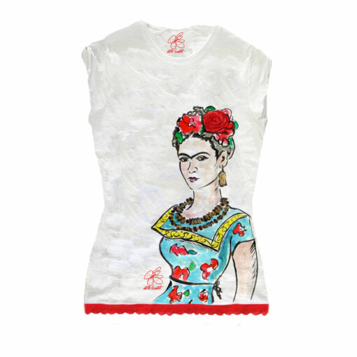 T-shirt dipinta a mano - Passione per Frida color