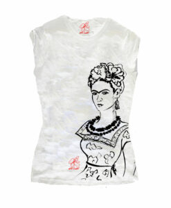 T-shirt dipinta a mano – Passione per Frida black and white