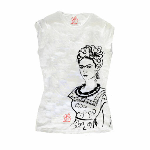 T-shirt dipinta a mano – Passione per Frida black and white