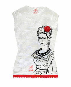 T-shirt dipinta a mano - Passione per Frida black and white