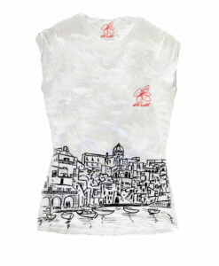 T-shirt dipinta a mano - I love Procida black and white